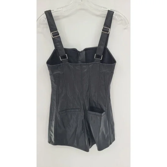 Free People Pleasant Surprise Black Vegan Romper Corset 0 Grunge Goth Clubwear - Picture 12 of 12